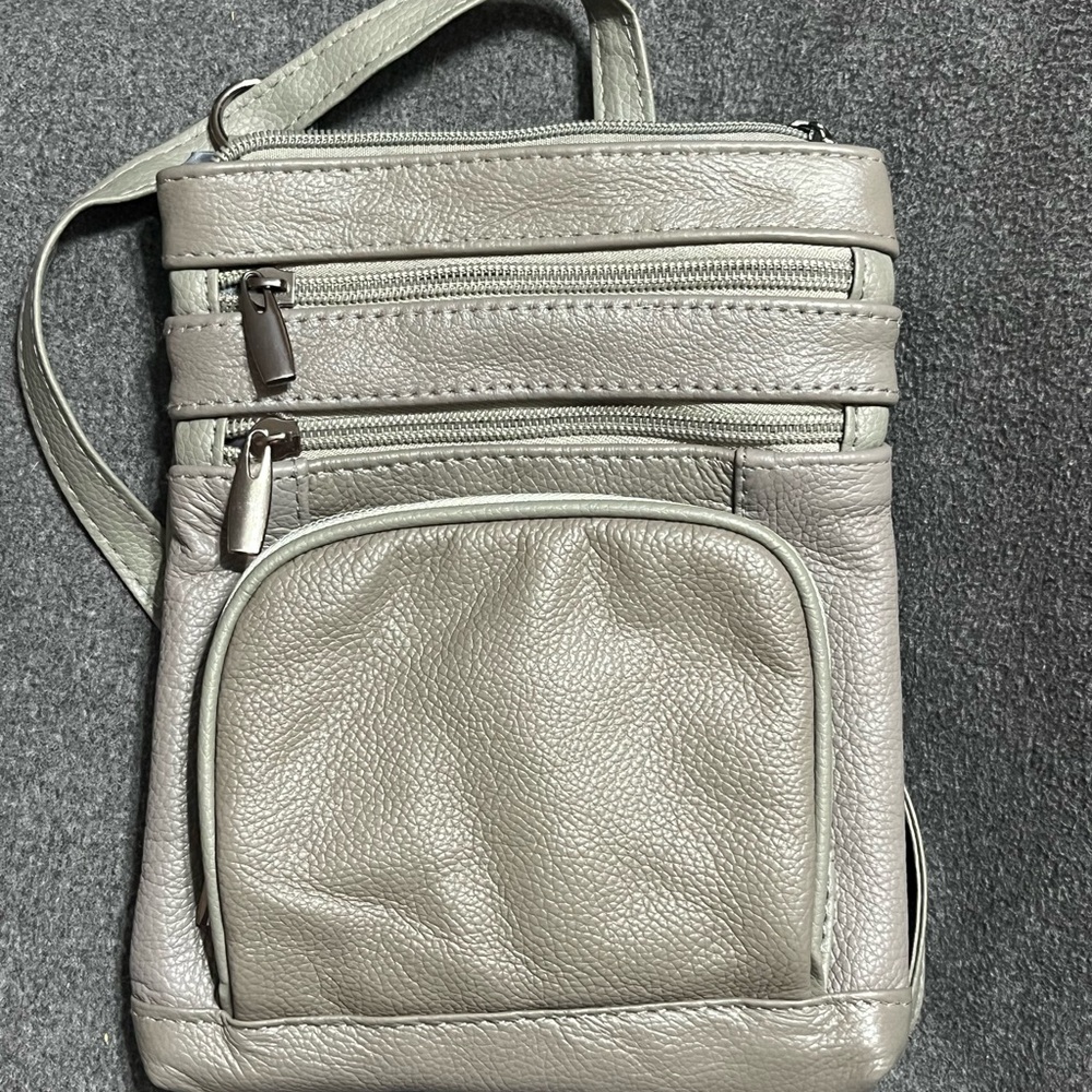 Light Gray Leather Crossbody Bag
